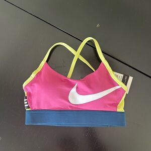 Nike Sports Indy Bra - Pink, Yellow, and Blue
